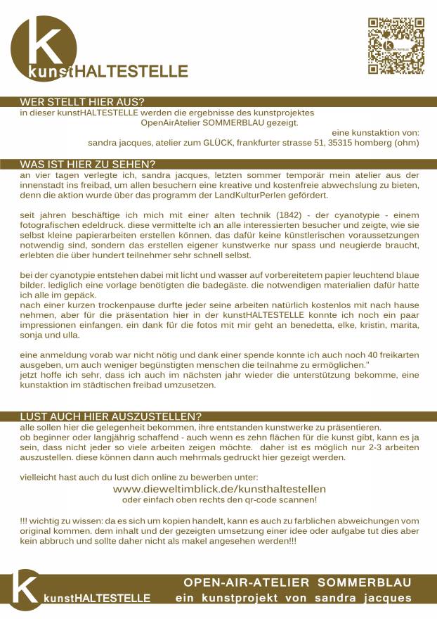 OpenAirAtelier Sommerblau Beschreibung